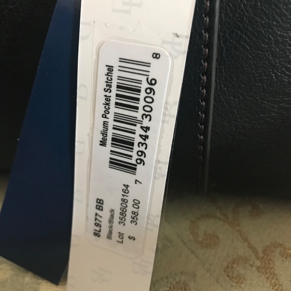 NWT Dooney & Bourke Medium Pocket Satchel Florentine Leather/Black/Black - Picture 5 of 11